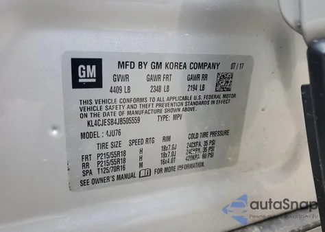 2018 Buick Encore Preferred from USA, damaged, VIN KL4CJESB4JB505559